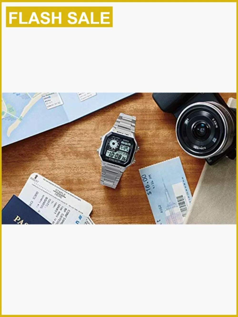 Men's Digital Watch 100M WR Multi Alarms Stopwatch LED Light